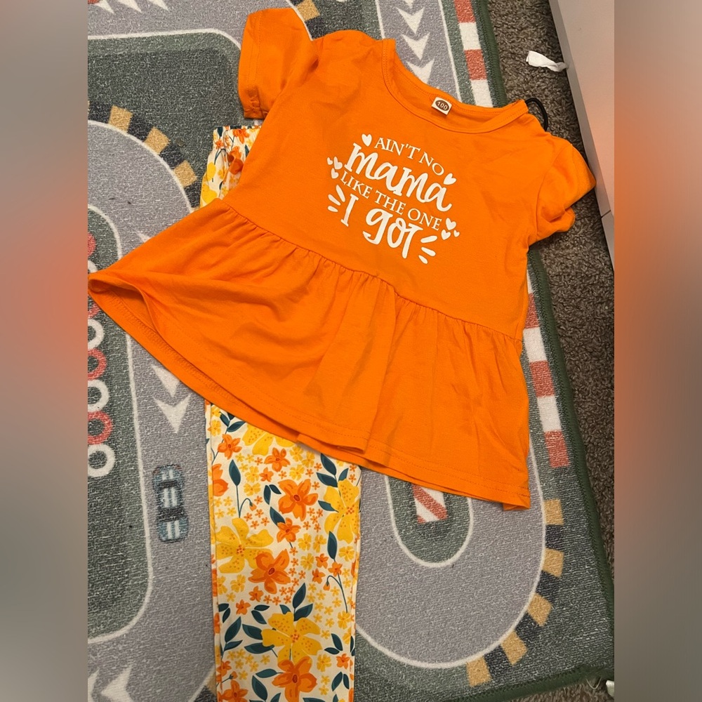 Orange Kids Shirt with Graphic Print